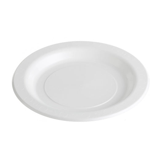 Genfac White Round Luncheon Plastic Plates 180 mm x 50 Pack