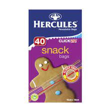 Hercules Click Zip Snack Bags 40pk