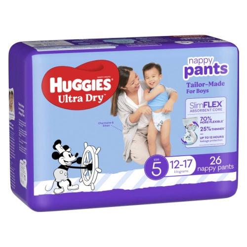 Huggies Ultra Dry Nappy Pants Boys Size 5 26pk