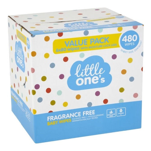 Little One's Fragrance Free Baby Wipes 480pk