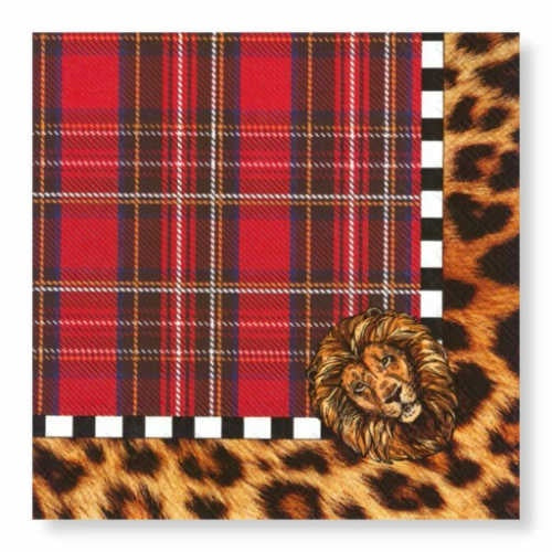 Manor Road Leopard & Tartan Luncheon Serviettes 20 Pack