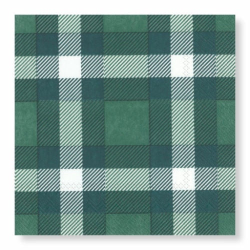 Manor Road Classic Plaid Green Cocktail Serviettes 20 pk