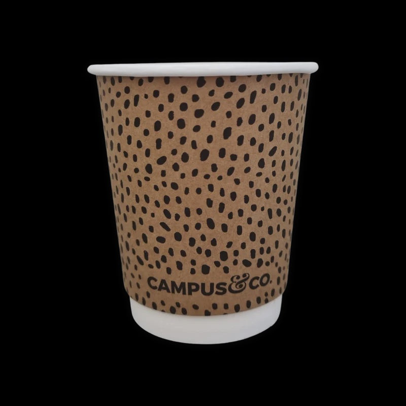 Campus&Co Coffee Cup Double Wall Abstract on Kraft 8oz 25pk