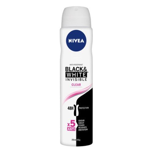 Nivea Black & white Invisible Clear Aerosol Antiperspirant 250ml