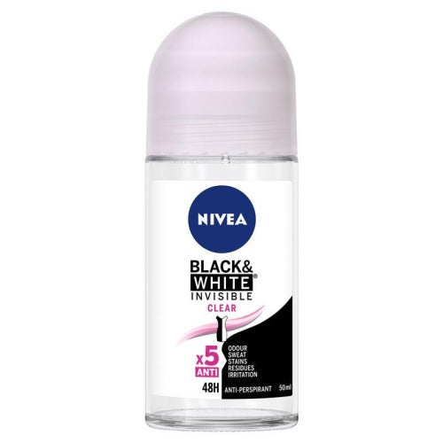 Nivea Deodorant Roll On Invisible Womens Black and White Clear 50ml