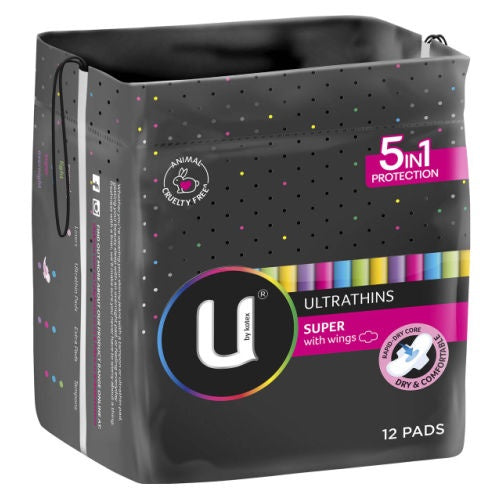 U by Kotex Ultrathins Super With Wings 12 Pads