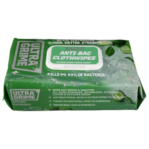 UltraGrime LIFE Anti-Bac XXL+ Clothwipes 80 Pack