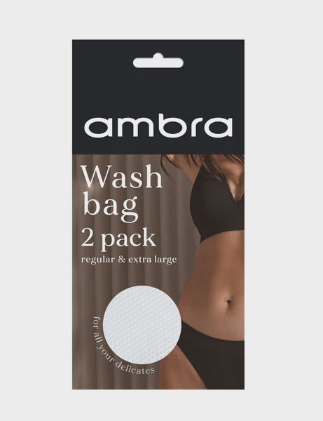 AMBRA Twin Wash Bag White 2pk